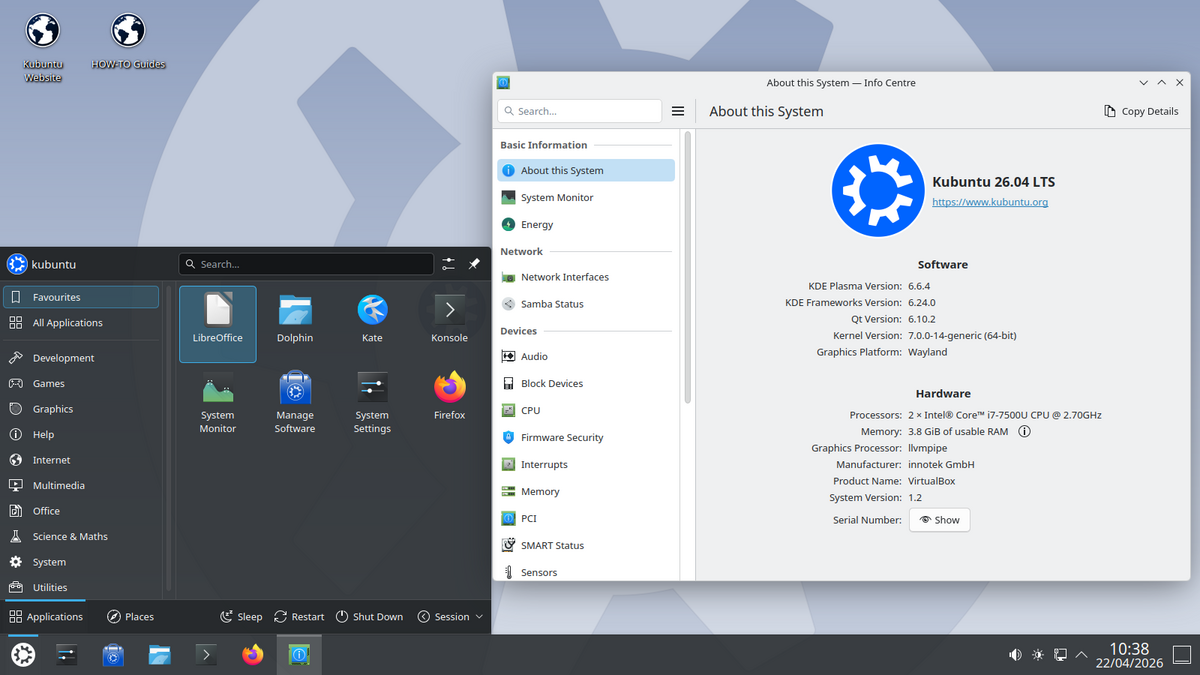 Kubuntu 26.04 LTS Desktop mit LibreOffice