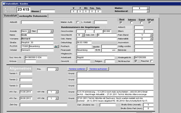 Access-Datenbank für Versicherungsmakler