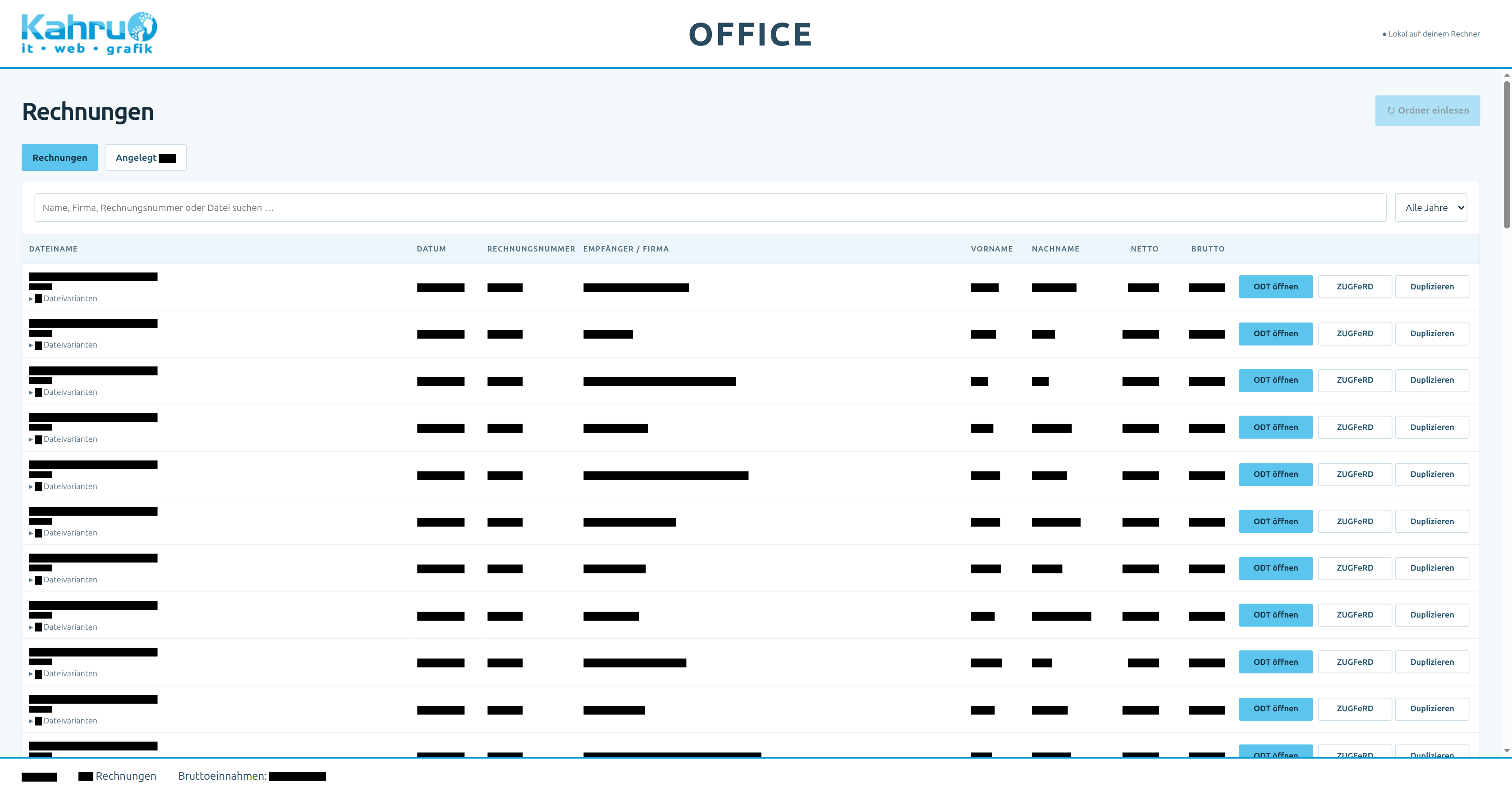 KAHRU-Office – Rechnungsverwaltung mit ZUGFeRD-Export