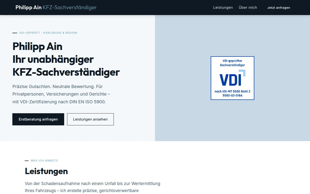 Screenshot unfallgutachten-ka.de