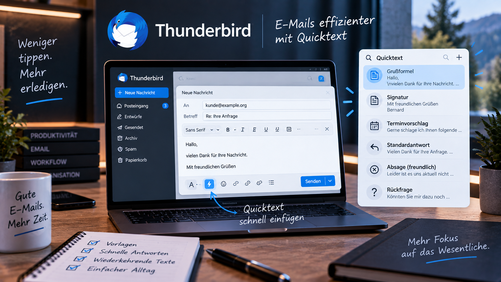 Thunderbird mit Quicktext – E-Mails effizienter schreiben